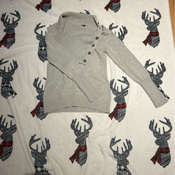 Banana Republic Cotton Cowl/ Turtle Neck Sweatshirt Grey Knit Sweater Size S - Picture 2 of 6